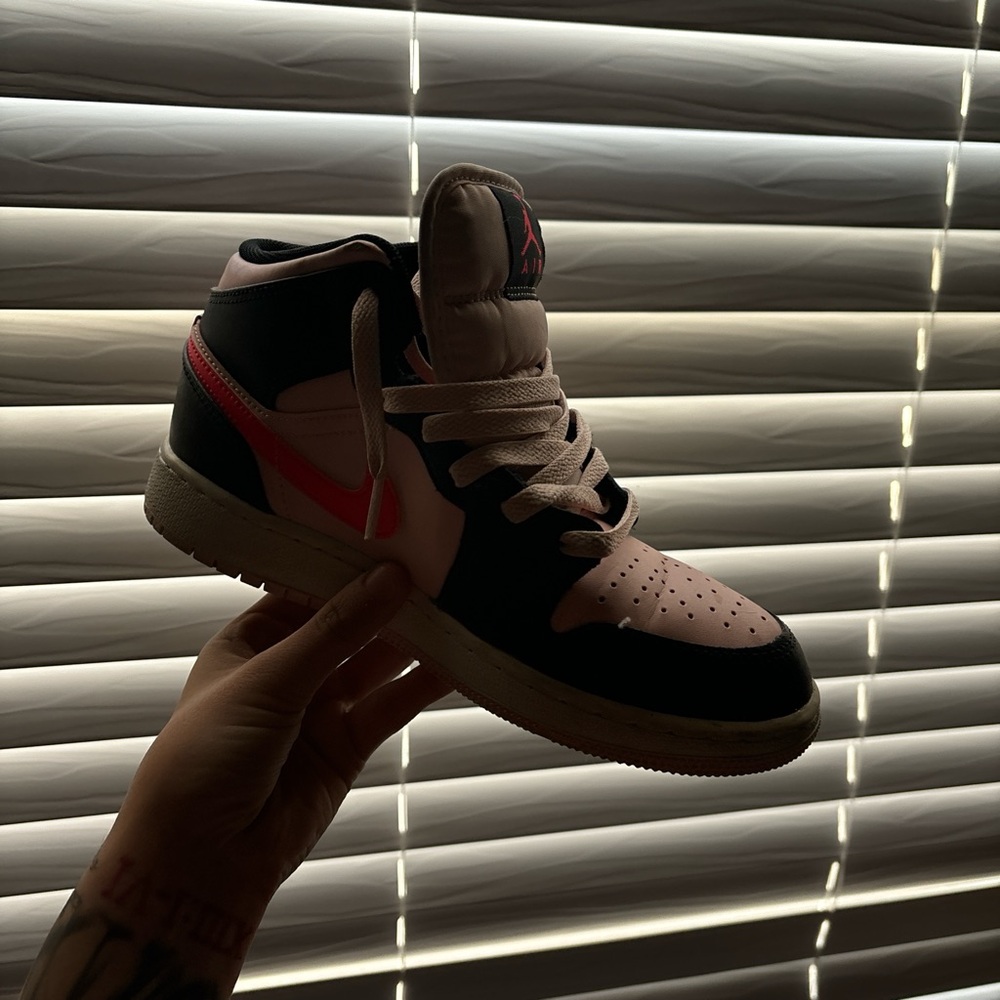 Black and Pink High-Top Sneakers